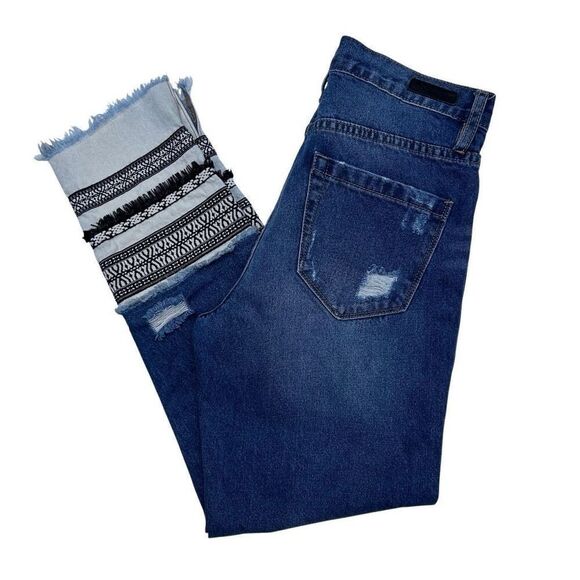 BLANKNYC Miss Molly Jeans Women's Size 27 Blue High Rise Tapered Raw Frayed Hem - Picture 6 of 12